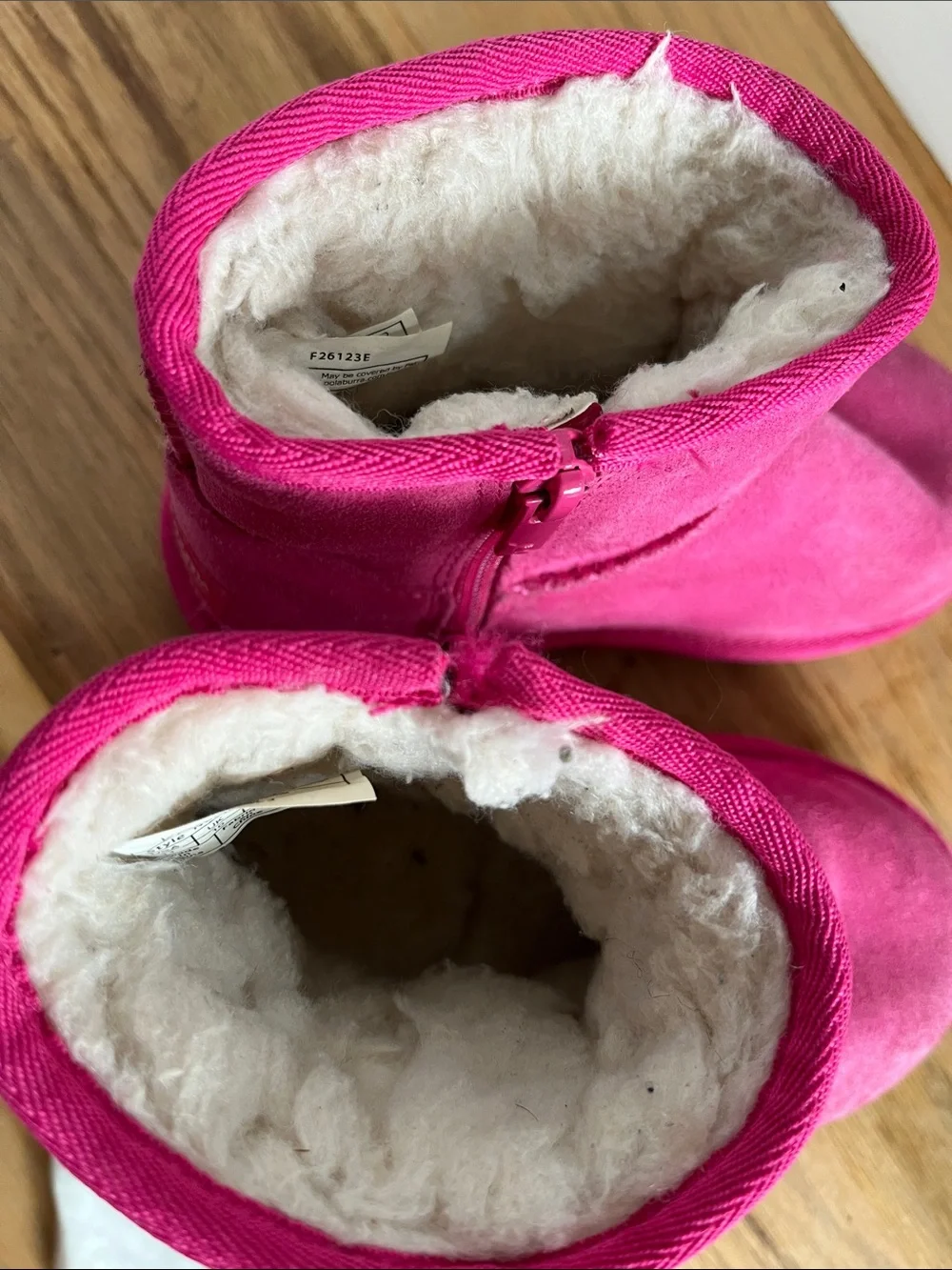 Koolaburra Kids Bright Pink Suede Shearling Boots